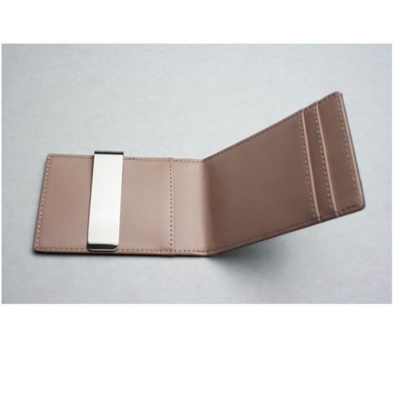 Forrest & Harold‎ Slim RFID Wallet Money Clip Leather Wallet Charcoal/Blush - Picture 6 of 12